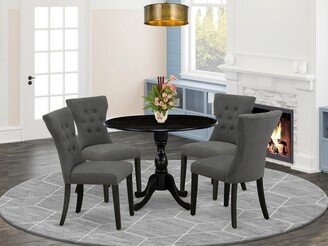 Dining Table Set - A Kitchen Dinning Table And Upholstered Chairs with Button Tufted Back