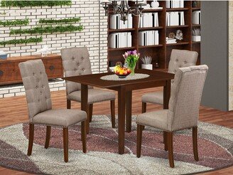 5-Pc Dinette Set- 4 Parson Dining Chairs and Drops Leaf Dining Table-High Back