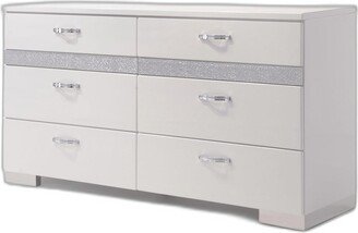 63 White High Gloss Manufactured Wood Eight Drawer Double Dresser