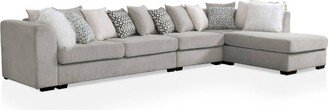 Galory Chenille Sectional with Armless Chair Light Gray - miBasics