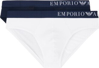 Two-Pack Navy & White Briefs