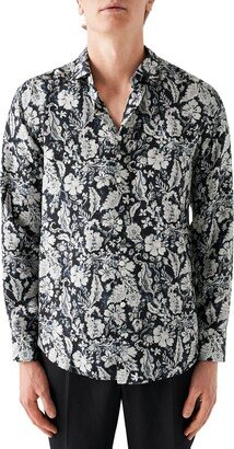 Slim Fit Floral Silk Dress Shirt