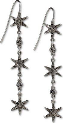 Silver-Tone Pave Star Shoulder-Duster Linear Drop Earrings