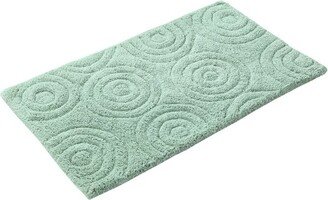 Knightsbridge Beautiful Circle Design Premium Quality Year Round Cotton With Non-Skid Back Bath Rug 17 X 24 Sage