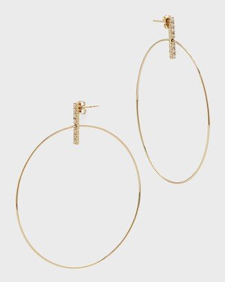 Flawless Diamond Bar Stud Hoop Earrings, 60mm