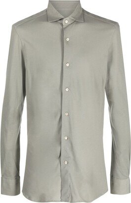 Spread-Collar Cotton Shirt-AF