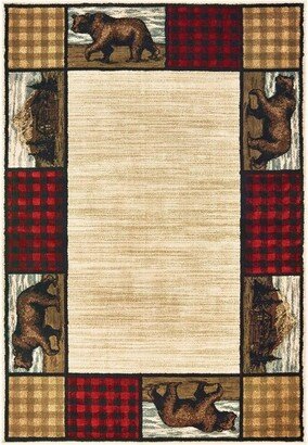 Weston Bear Plaid Border Area Rug Ivory - Captiv8e Designs