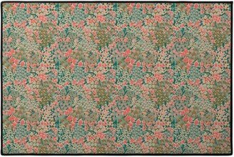 Door Mats: Bengal Kuma Floral - Multi Door Mat, Green