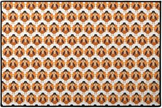 Door Mats: Turkey - White Door Mat, Orange