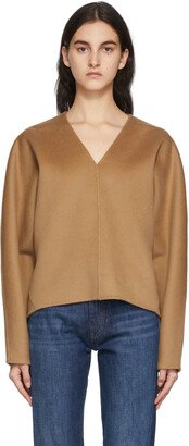 Tan Wool V-Neck Sweater