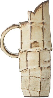 Adam Ross Ceramics Off-White & Brown Multifaceted Jug