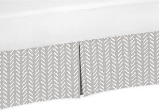 Grey and White Boho Herringbone Arrow Gray Woodland Forest Friends Collection Queen Bed Skirt