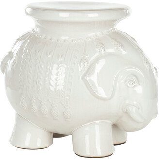 White Ceramic Elephant Stool-AA