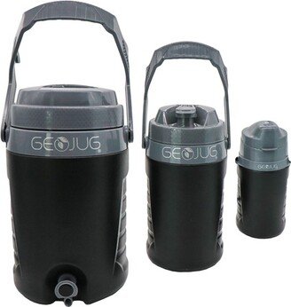 GeoJug 3 Piece Sports Water Jug Set in Black