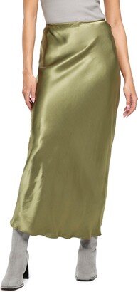 Easy Bias Cut Satin Maxi Skirt-AA