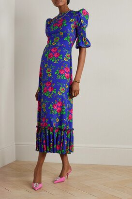 The Toto Ruffled Floral-print Cotton Midi Dress - Blue