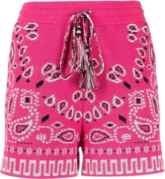 Bandana-Print Pique Shorts-AA