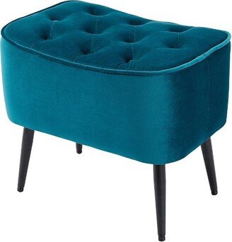 Tufted Curve Ottoman - Velvet Foot Stool - Teal