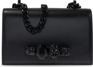 'Jewelled Satchel' shoulder Bag W/ Swarovski Crystals - Black