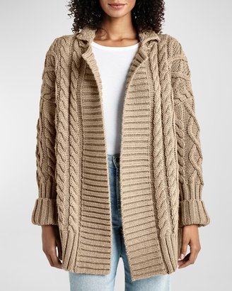 Josephine Open-Front Cable-Knit Wool-Blend Cardigan