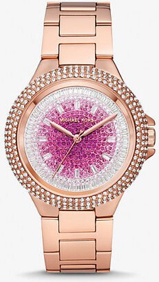 Oversized Camille Ombré Pavé Rose Gold-Tone Watch