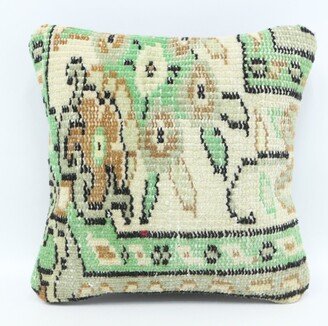 Turkish Kilim Pillow, Personalized Green Pillow Covers, Rug Cover, Art Deco 2365