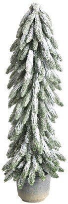 Flocked Artificial Christmas Tree in Decorative Planter, 33