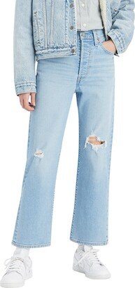 Ribcage Distressed Ankle Crop Straight Leg Jeans