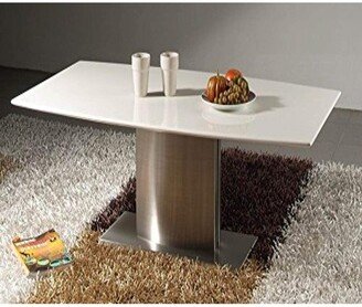 White Marble Top Coffee Table with Stainless Steel Base