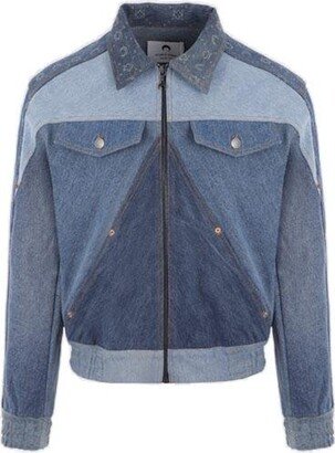 Patchwork Detailed Zipped Denim Jacket