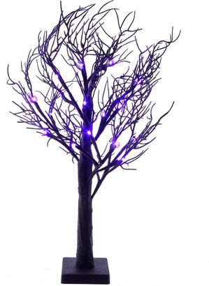 2' Purple Led Black Glitter Tabletop Tree