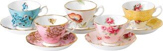 100 Years 1950-1990 5-Piece Teacup & Saucer Set