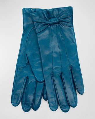 Bow Cuff Nappa Leather Gloves