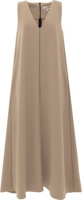 Julia Allert Casual V-Neck Ankle Length Dress Beige