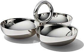 Vertigo Small 3-Part Silver Appetizer Dish