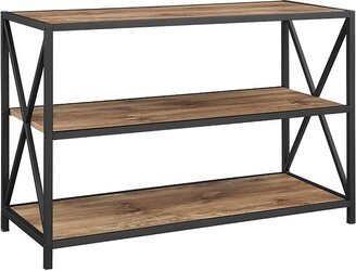 25.62 X Frame Metal and Wood Media Bookshelf Barnwood - Saracina Home