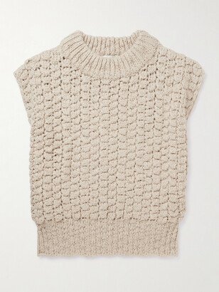 Slim-Fit Crochet-Knit Sweater Vest