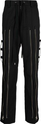 Zip-Detail Straight-Leg Trousers-AB