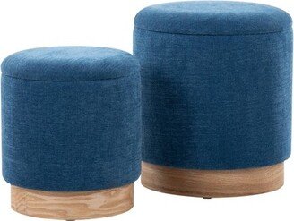 Marla Nesting Ottoman Set Blue