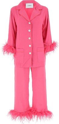 Feather Trim Pajama Set