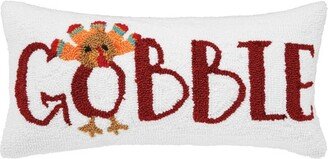 10 x 20 Gobble Thanksgiving Turkey Hooked Throw Pillow