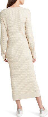 Cable Stitch Long Sleeve Midi Sweater Dress