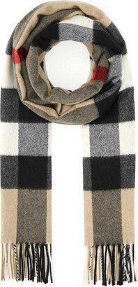 Checked Fringed Scarf-AD