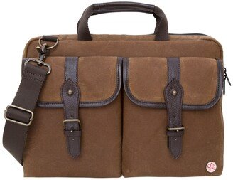 Waxed Knickerbocker 13 Laptop Bag - Tan/Dark Brown