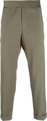 Terry pressed-crease slim-cut trousers