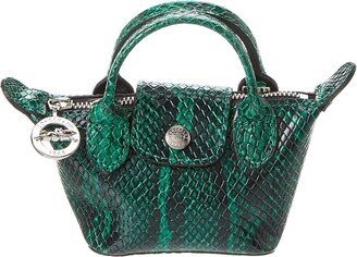 Le Pliage Cuir Exotiq Xxs Snake-Embossed Leather Pouch