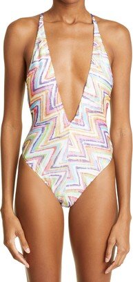 Zigzag Knit One-Piece Swimsuit