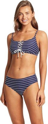 Shoreline Mid Bikini Pant (Navy) Women's Swimwear