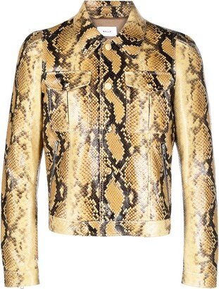 Snakeskin-Print Leather Jacket