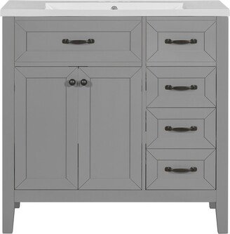 TiramisuBest 36 Bathroom Vanity with Sink and Drawers,Grey